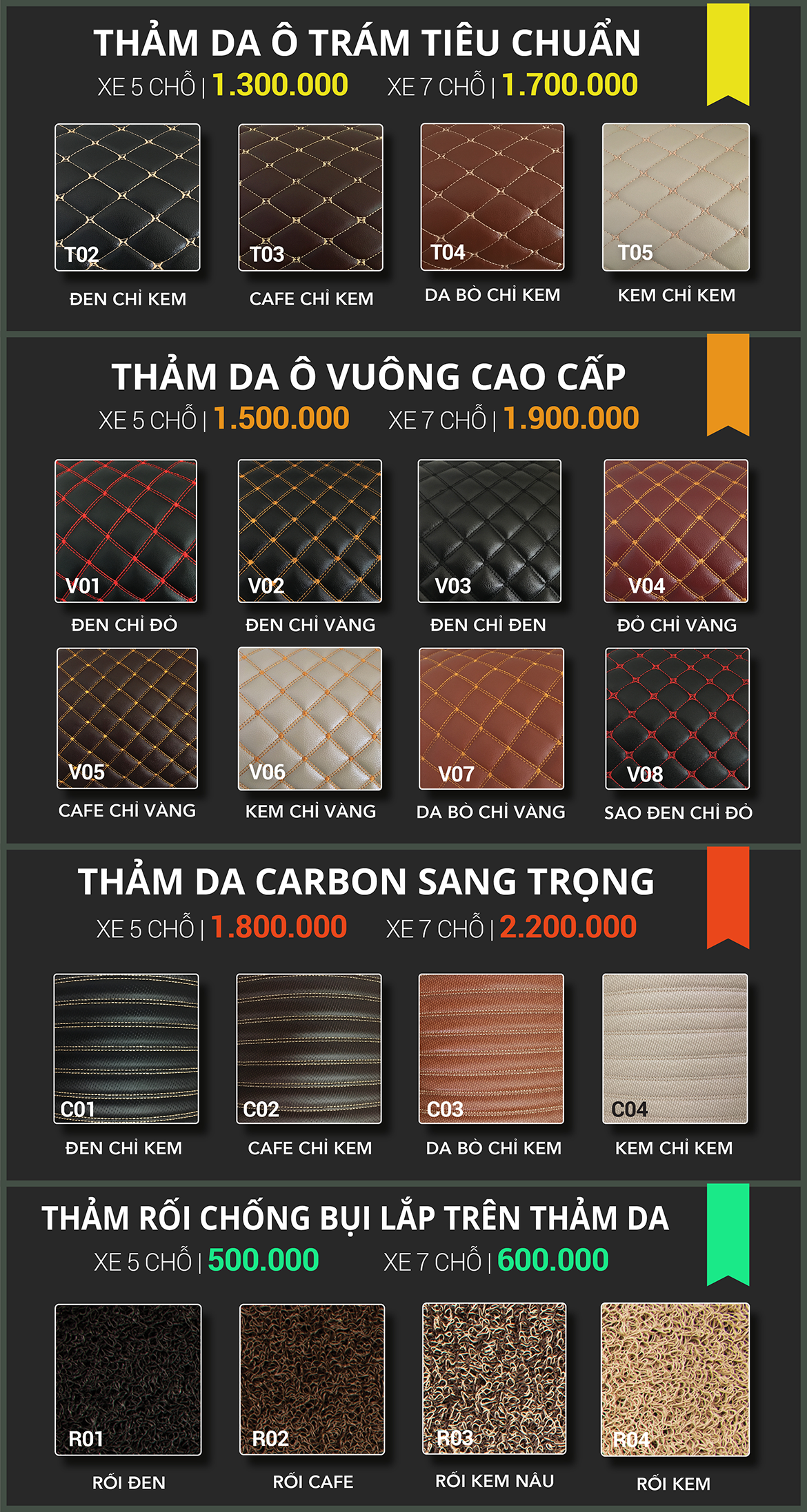 Thảm Lót Sàn Ô Tô Da 5D 6D Carbon Cao Cấp - 7